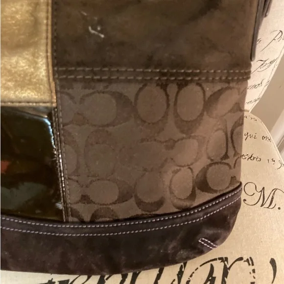 COACH Vintage F10421 Brown Patchwork Shoulder Bag - Picture 9 of 9